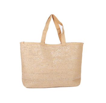 Beige straw shoulder bag