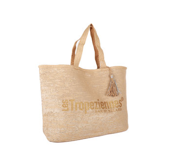 Beige straw shoulder bag