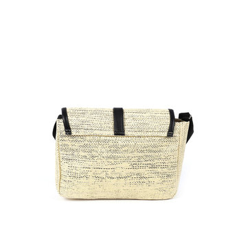 Beige straw crossbody bag