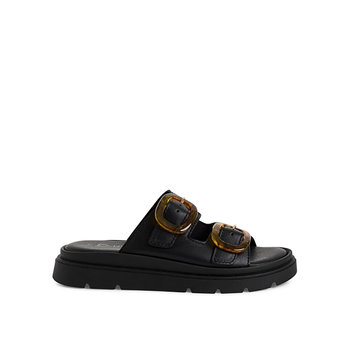 Beige leather footbed sandal