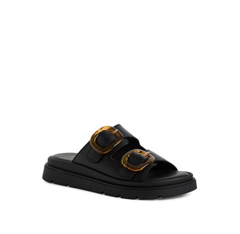 Beige leather footbed sandal