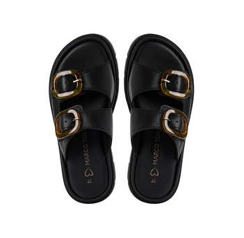 Beige leather footbed sandal