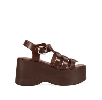 Brown leather platform