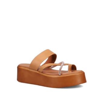 Tan leather flatform sandal