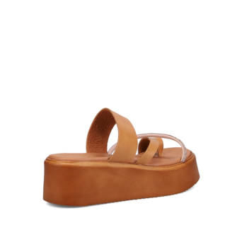 Tan leather flatform sandal
