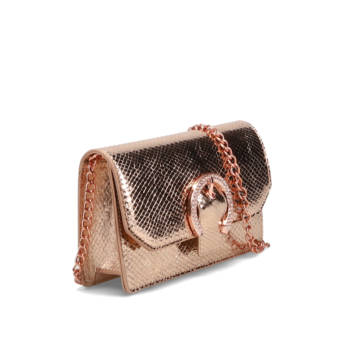 Χρυσή snakeskin τσάντα ώμου