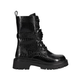 Black croc army bootie