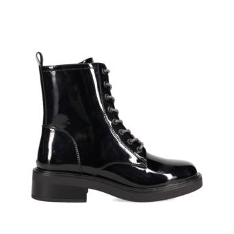 Black patent army boot