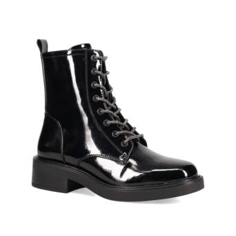 Black patent army boot