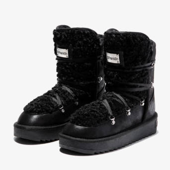 Black fur lined bootie