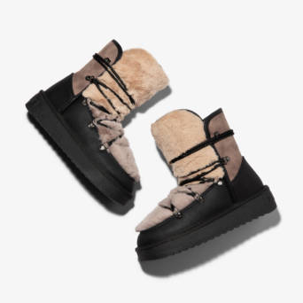 Black fur lined bootie