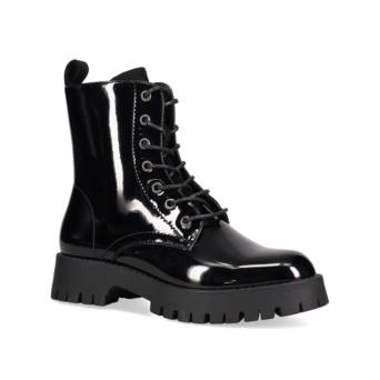 Black patent army bootie