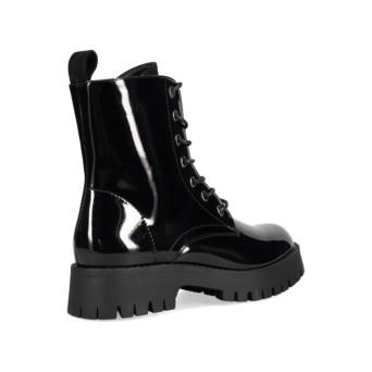 Black patent army bootie