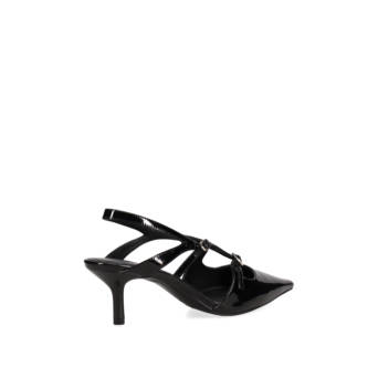 Black slingback patent pump