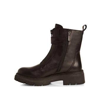 Black leather bootie