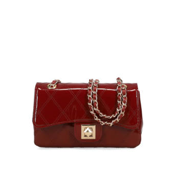 Burgundy patent shoulder bag
