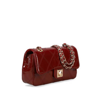 Burgundy patent shoulder bag