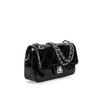 Black patent shoulder bag