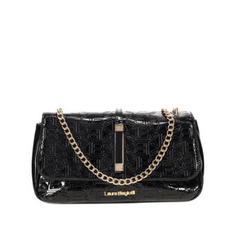 Black patent shoulder bag