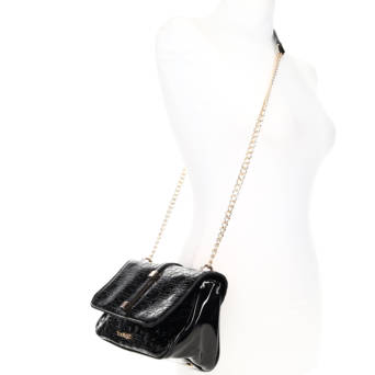 Black patent shoulder bag