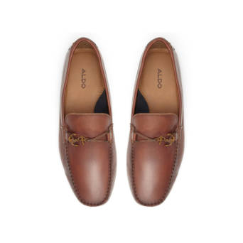 Men''s tan leather moccasin GUYAUME