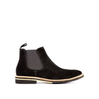 Black suede leather men''s low cut boot