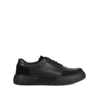 Μαύρο δερμάτινο ανδρικό sneaker