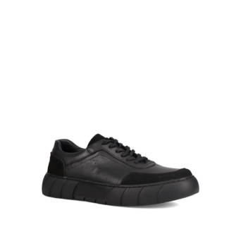 Μαύρο δερμάτινο ανδρικό sneaker