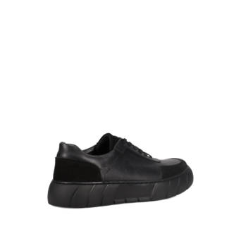 Μαύρο δερμάτινο ανδρικό sneaker