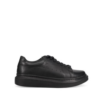 Μαύρο δερμάτινο ανδρικό sneaker