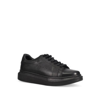 Μαύρο δερμάτινο ανδρικό sneaker