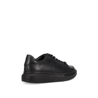 Μαύρο δερμάτινο ανδρικό sneaker