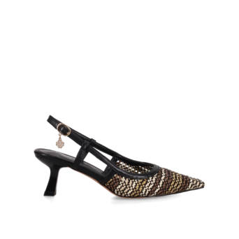 Black knit slingback pump