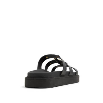Μαύρο δερμάτινο footbed σανδάλι MARIESOLEIL