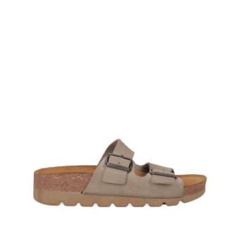 Beige leather footbed sandal