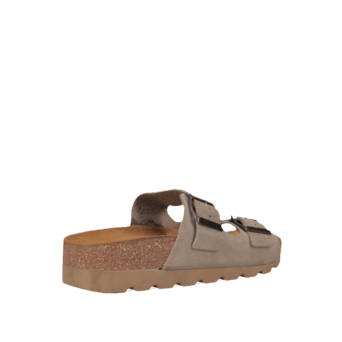 Beige leather footbed sandal