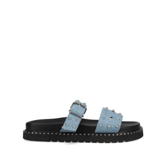 Blue denim footbed sandal