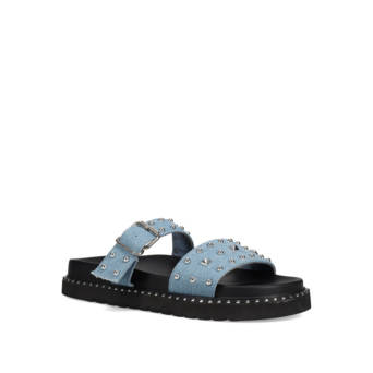 Blue denim footbed sandal