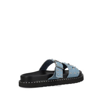 Blue denim footbed sandal