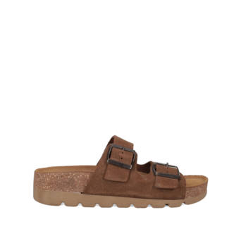 Brown leather footbed sandal