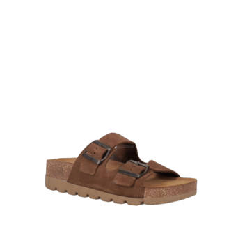 Brown leather footbed sandal