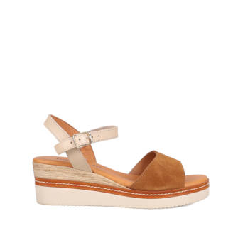 Tan leather wedge sandal