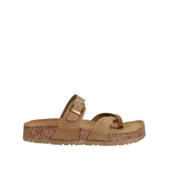 Taupe leather footbed sandal