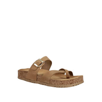 Taupe leather footbed sandal