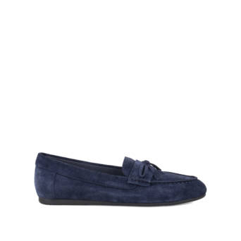 Dark blue leather suede moccasin
