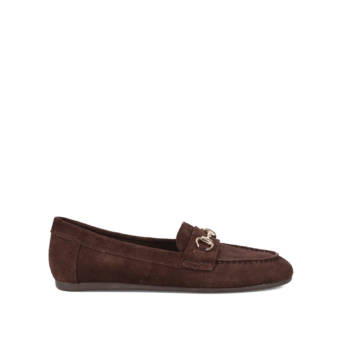 Brown leather suede loafer