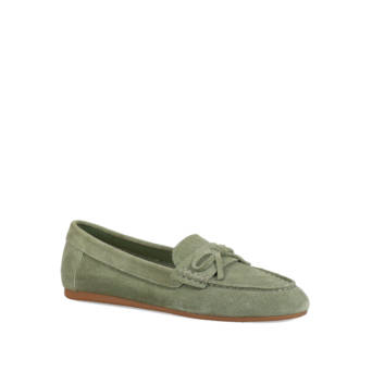 Mint green leather suede moccasin