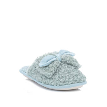Light blue bouclé slipper