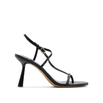 Μαύρο δερμάτινο πέδιλο NALLIA