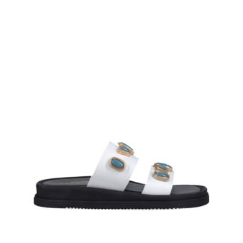 Λευκό δερμάτινο footbed σανδάλι